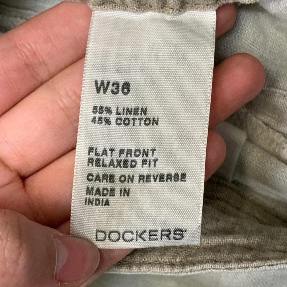 Dockers Premium Board Shorts Mens 36 Beige Drawstring Flat Front Relaxed Fit